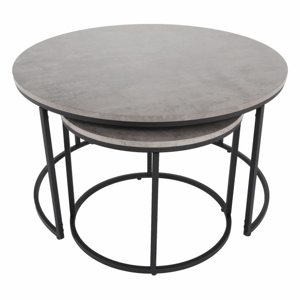 Set 2 konferenčních stolků Ilak (beton + černá)