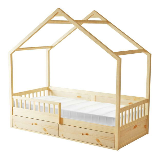 Dětská postel 90 cm Burgues (přírodní) (s roštem) (s úl. prostorem)