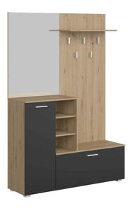 Předsíňová sestava Vetlandi (dub artisan + grafit) (se zrcadlem) *bazar