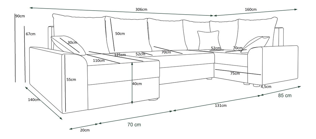 Rohová sedací souprava Dusk Long (červená + černá) (P)