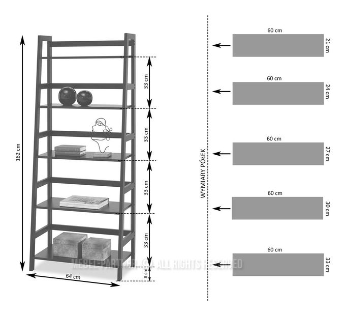 Regál Topaz (dub + černá)