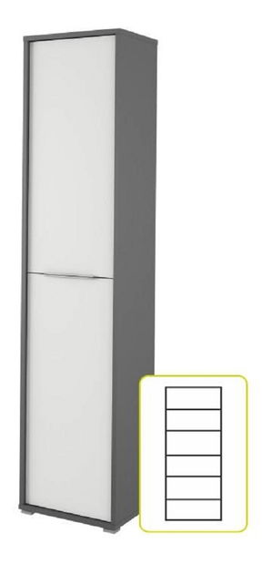 Policová skříň Rumia TYP06 (grafit + bílá)