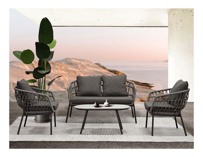 Zahradní sestava Artefactos (antracit + tmavě šedá) (pro 4 osoby)