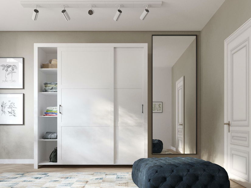 Šatní skříň s posuvnými dveřmi Framoretta 1 (bílá)