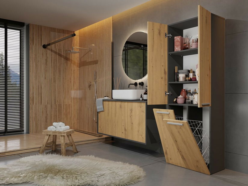 Koupelnová skříňka Neltossa 3 (antracit + dub artisan)