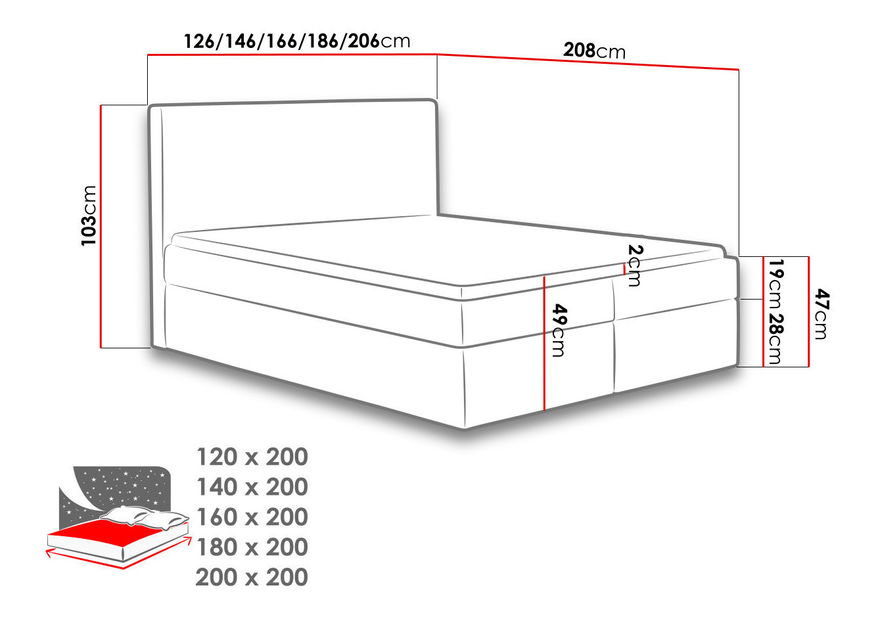 Manželská postel 180 cm Maridos (cappuccino)