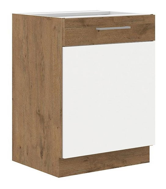 Dolní kuchyňská skříňka Bronte 60 D 1F BB (dub lancelot + bílý lesk)