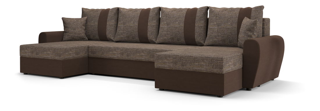 Rohová sedací souprava U Daven U (hnědá + tmavě hnědá)