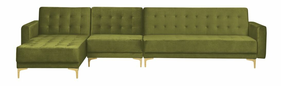 Rohová sedací souprava s taburetkou Aberde (zelená)