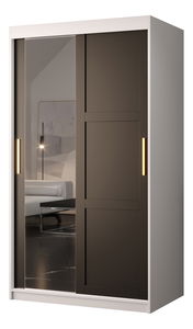 Šatní skříň Riven 2 100 (bílá matná + černá matná) (se zrcadlem)