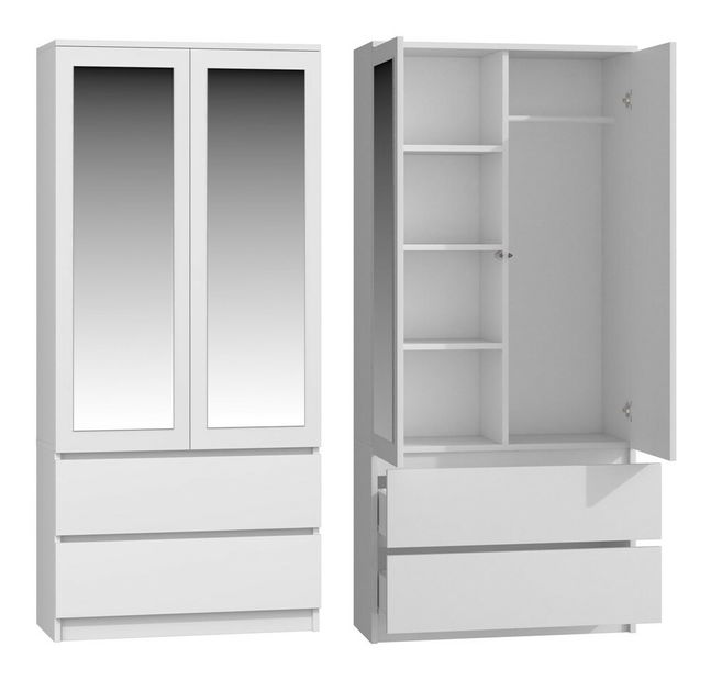Šatní skříň Musecalo 1 (bílá) (se zrcadlem)