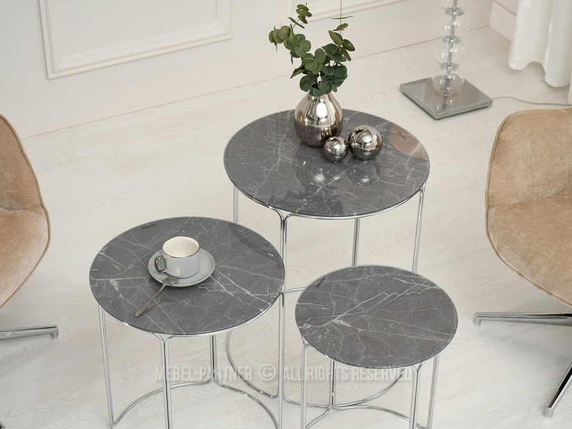 Konferenční stolek Belianni Zest (šedý mramor + chromová)