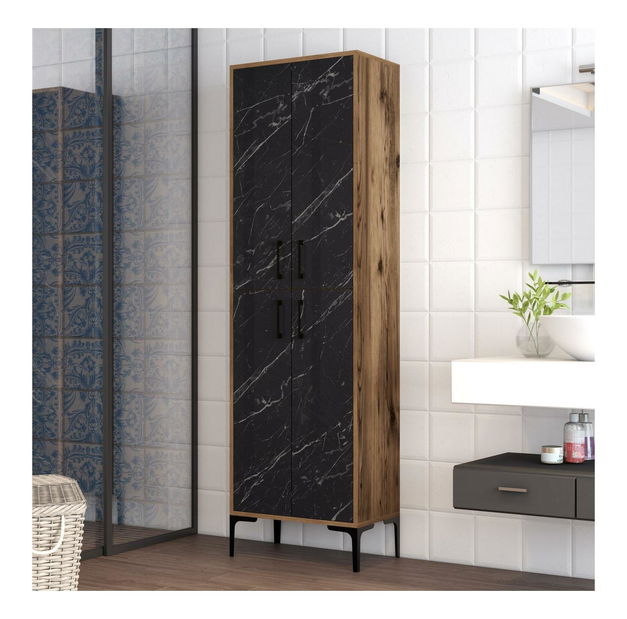 Policová skříň Berina 1 (ořech + černá)