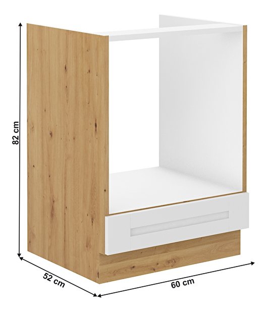 Spodní skříňka na vestavný sporák Lesana 2 (bílá + dub artisan) 60 D GAZ BB 