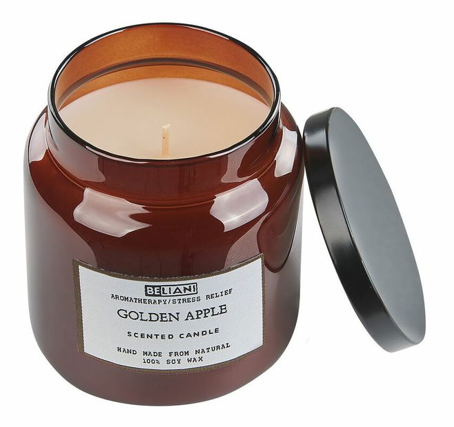 Sada 2 ks vonných svíček jablko/kůže Arnfinn (hnědá)