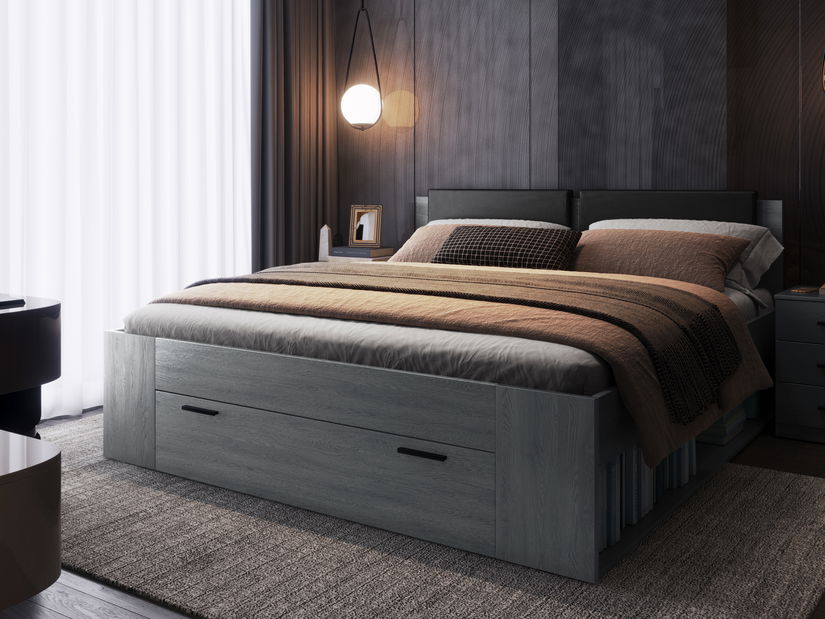 Manželská postel 180 cm Afrodita Typ 52 (s úl. prostorem) (dub karbonový)