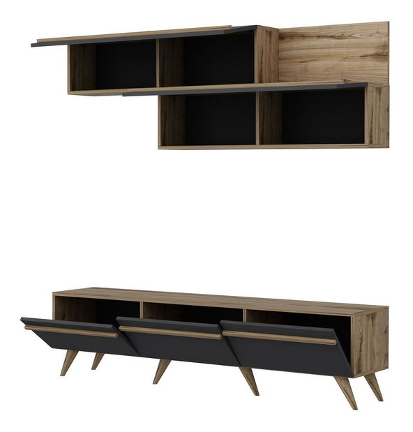 Obývací stěna Amstel (antracit + ořech)