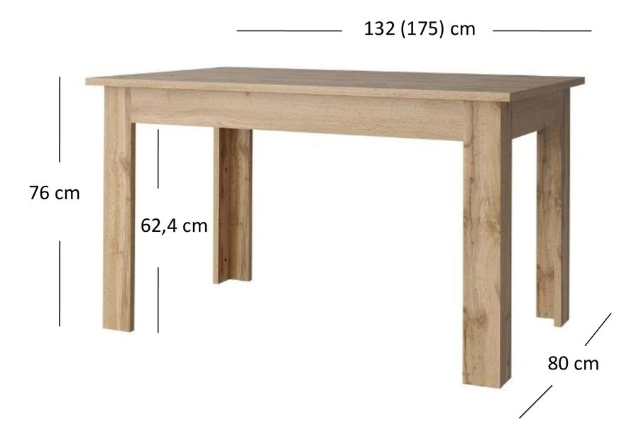Rozkládací jídelní stůl Mirella (dub wotan) (pro 4 až 6 osob)