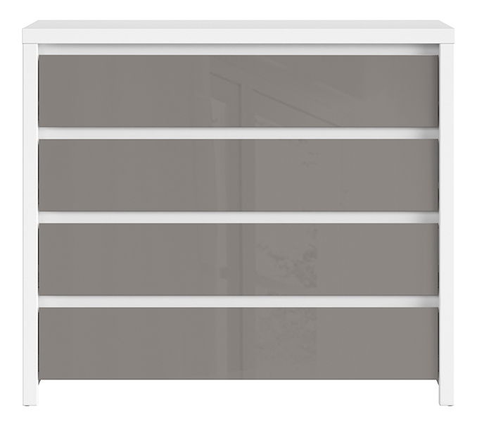 Komoda BRW Kaspian KOM4S (bílá + šedý lesk)
