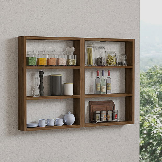 Závěsná police Hexandes (ořech)