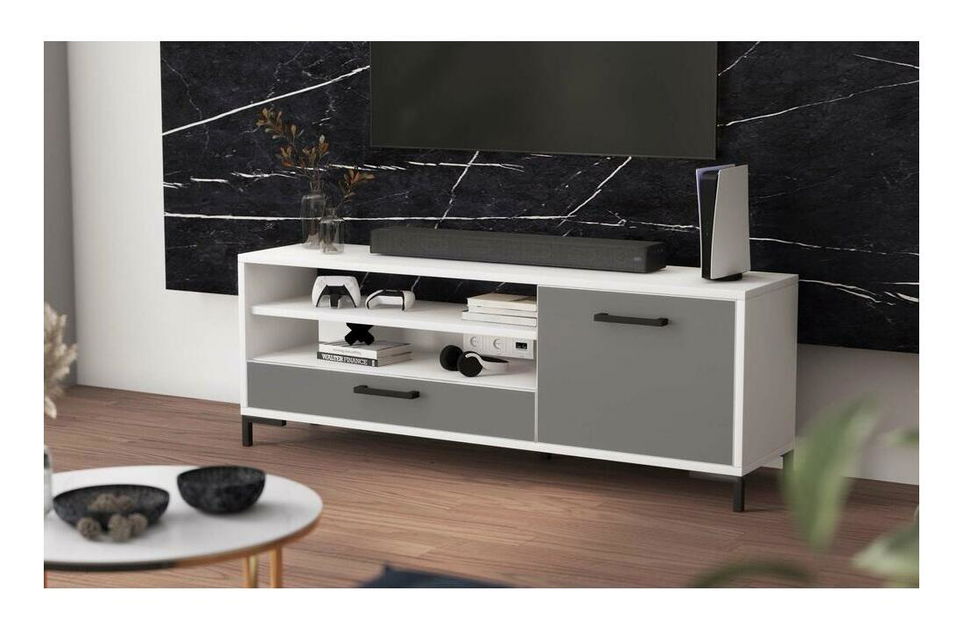 TV skříňka/stolek Cascade (bílá + šedá)