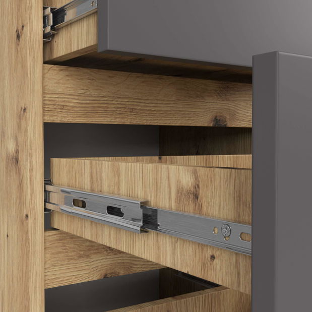 Komoda Cipriano II (dub artisan + šedá)