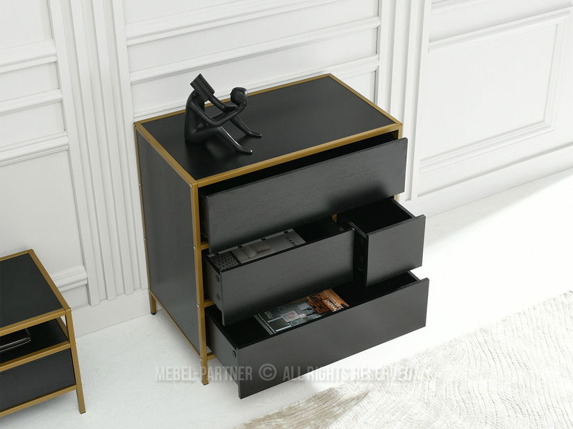 Komoda Soren Kom (černé dřevo + zlatá)