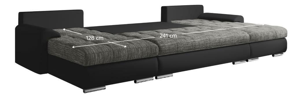 Rohová sedací souprava U Tuzzo (ekokůže černá + šedý melír)