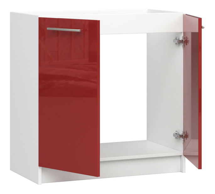 Dolní kuchyňská skříňka Ozara 80 (bílá + červený lesk)