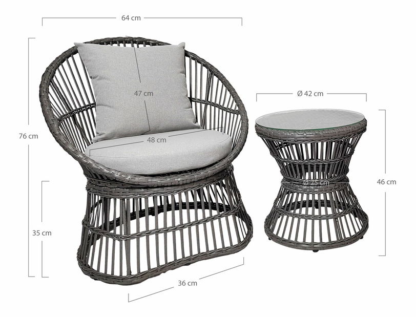 Zahradní set Naderia (šedá)