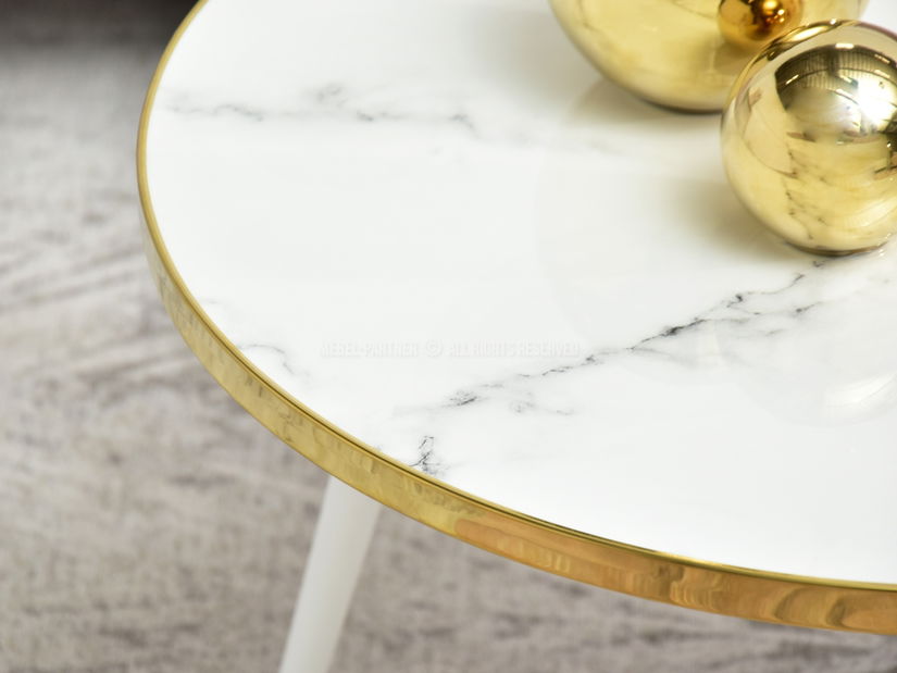 Konferenční stolek Zoya Xl (bílý mramor + zlatá)