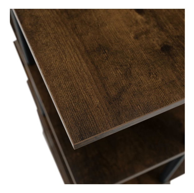 Regál Explotarla (tmavé dřevo + černá)