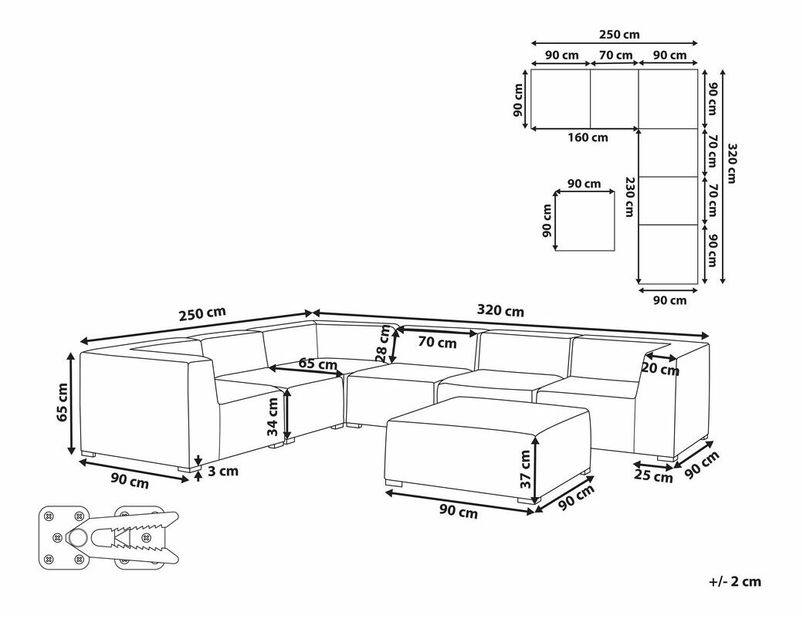 Rohová zahradní pohovka Ailin (šedá) (P)