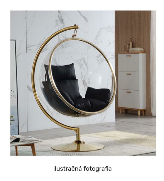 Závěsné houpací křeslo Belgica 3 (transparentní + stříbrná + šedá)