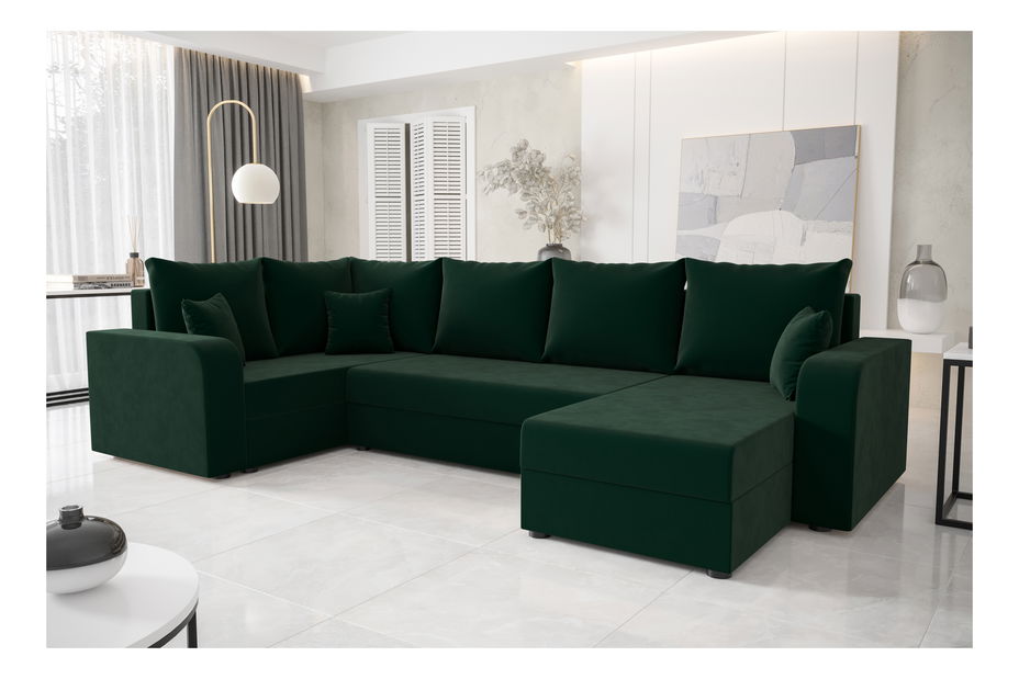 Rohová sedačka ve tvaru U Harmony Long (béžová + tmavě hnědá) (L)