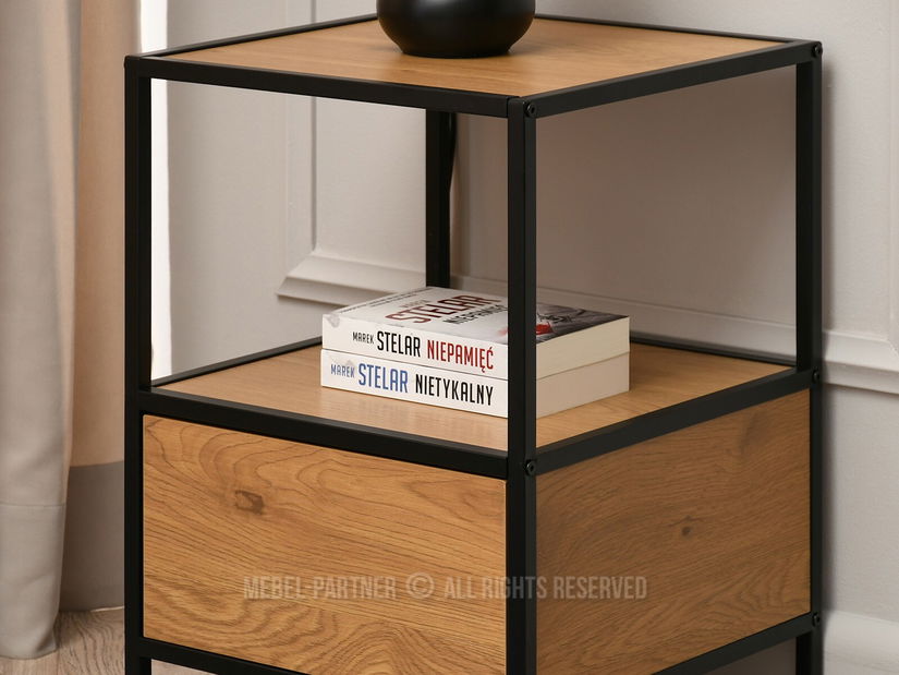 Noční stolek Soren Ns (dub + černá)
