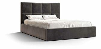 Manželská postel 140 cm Gino (tmavě šedá) (s roštem a úložným prostorem)