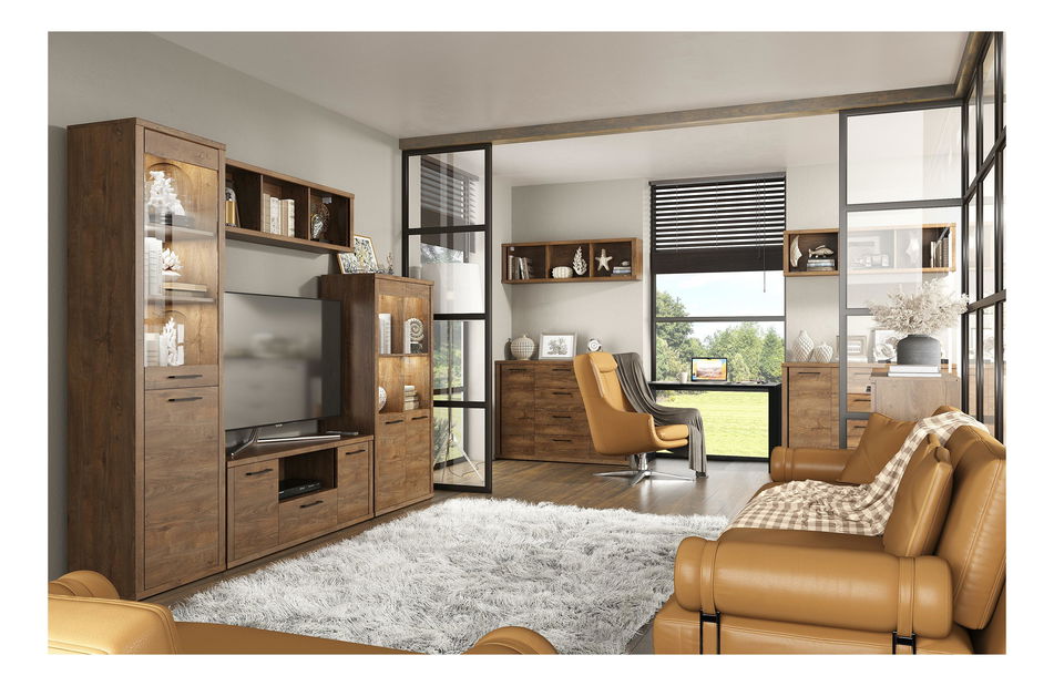 Policová skříň Clinecas (dub lefkas)