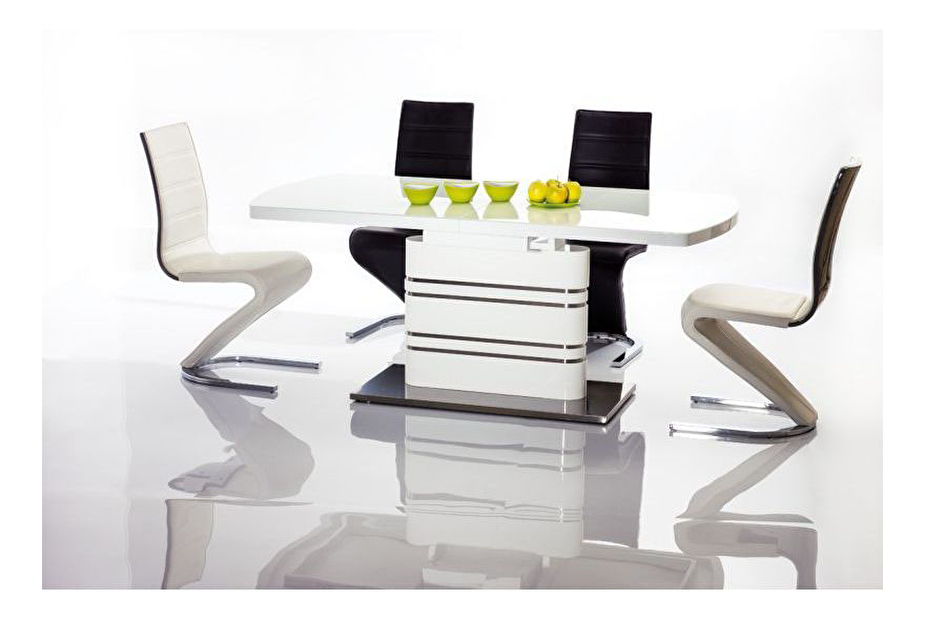 Rozkládací jídelní stůl 140-200 cm Gemma (bílá + bílá) (pro 8 a více osob)