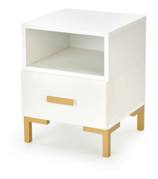 Noční stolek Shakita (bílá + zlatá)