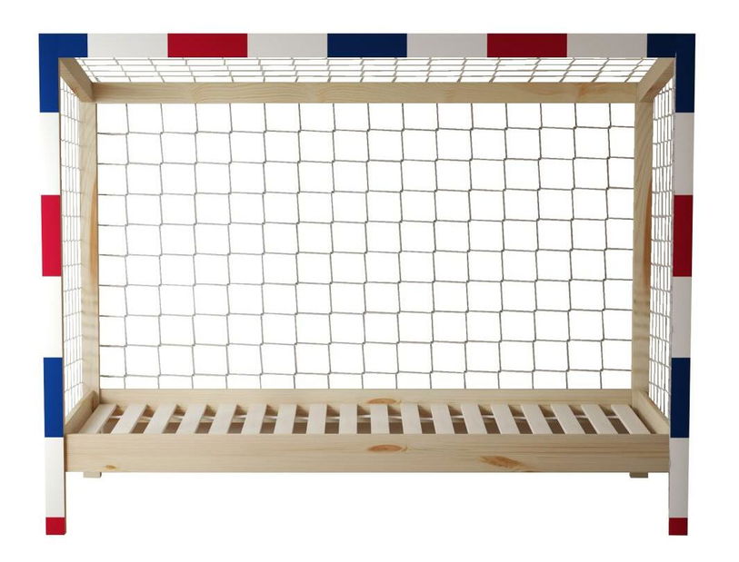 Dětská postel 90 cm Facilmente (přírodní + modrá + červená) (s roštem)