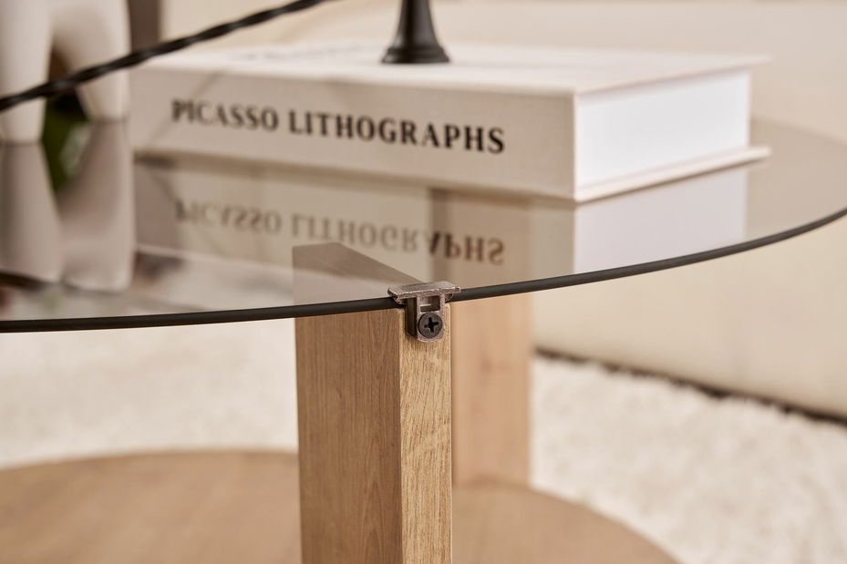 Konferenční stolek Claro S (dub safírový + sklo)