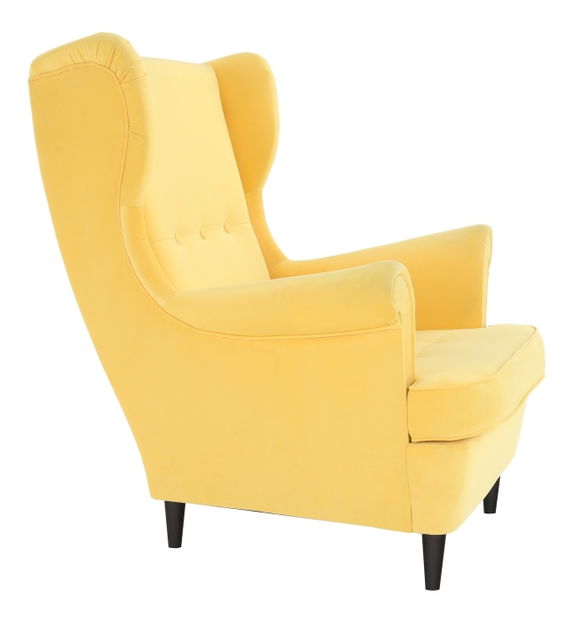 Křeslo ušák Rytu (žlutá + wenge)