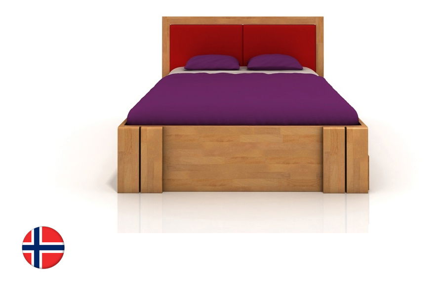 Manželská postel 180 cm Naturlig Manglerud High Drawers (buk)