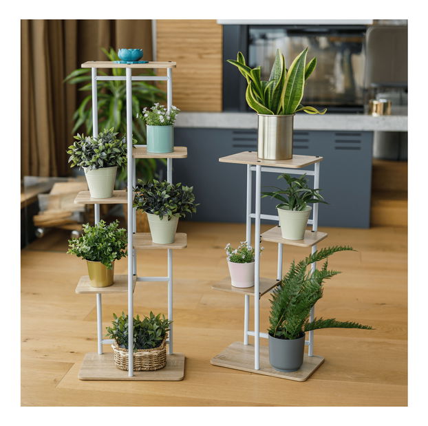 Stojan na květiny Laban 1 (bílá + dub sonoma)