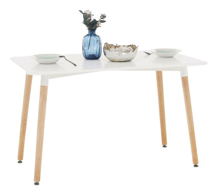 Jídelní stůl Dirrax 5 (bílá matná + buk) (pro 2 osoby)