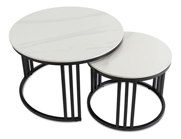 Set 2 konferenčních stolků Jugada (mramor bílý + černá)