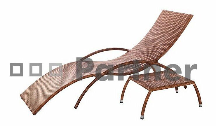 Zahradní lehátko + stolek Bade (um. ratan)