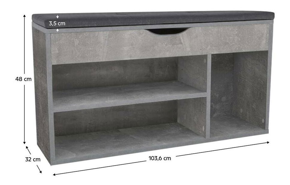 Botník (skříňka na boty) Filesas (beton + černá)