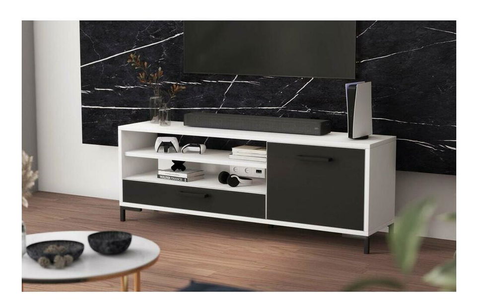 TV skříňka/stolek Cascade (bílá + černá)